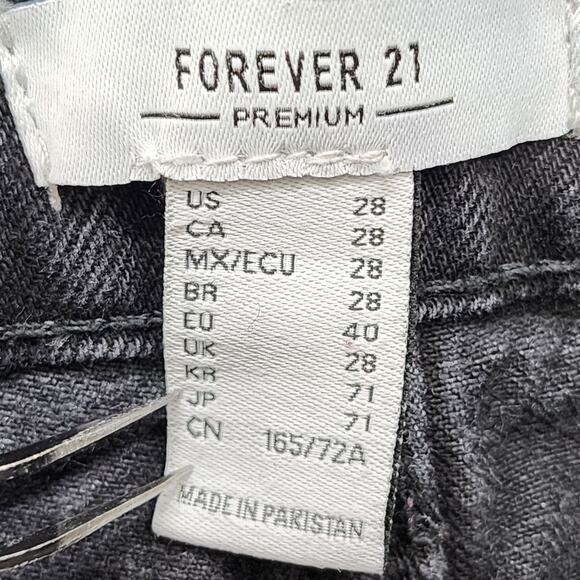 Forever 21 Jeans Womens 28 Black Seam Bleached Fade Stripe High Rise Straight - Picture 5 of 12